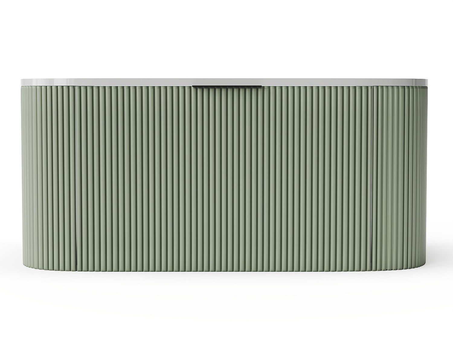 Meuble sous vasque suspendu strié - Vert mat - 100 cm - LOMERI - 2