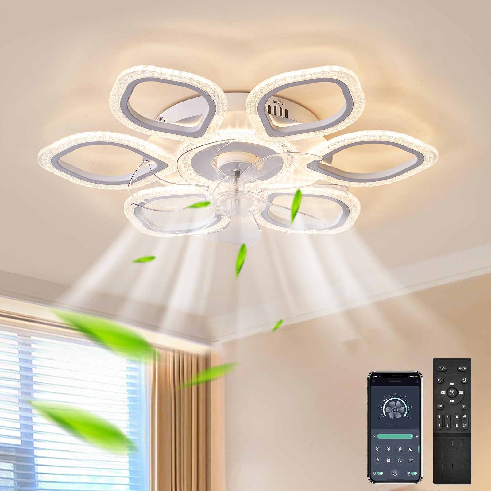 Ventilatore da Soffitto da 42 Pollici con Luce e Telecomando