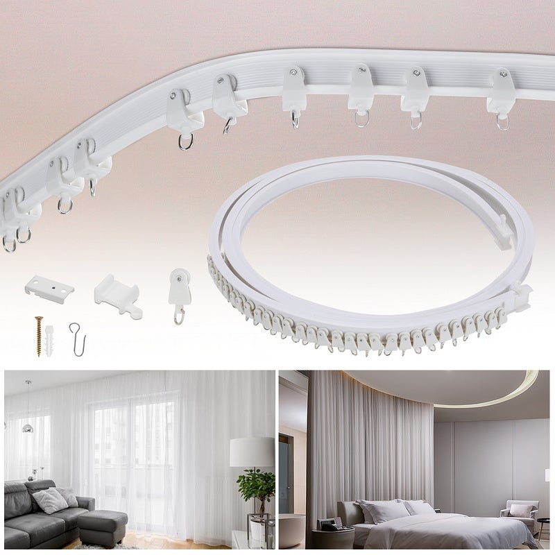 Binario Per Tende Curvo E Flessibile In Alluminio Da Soffitto O Parete - Lunghezza 1 Metro, Portata 50kg Per Soggiorno, Cucina, Bovindo
