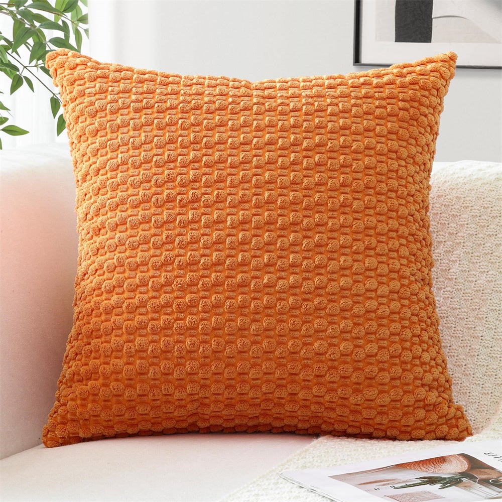 Tosleo Lot De 2 Taies D'Oreiller En Velours Orange 45x45 Cm - Housses De Coussin Luxueuses Avec Cuir Doré Pour Canapé, Salon Et Chambre
