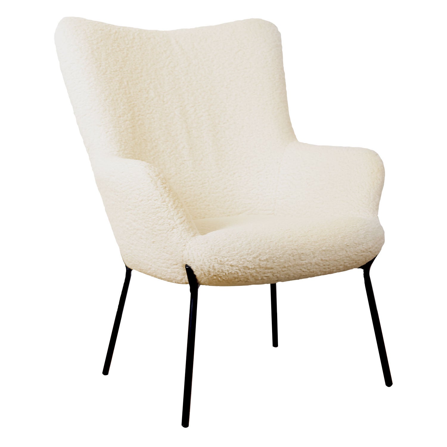 Fauteuil en tissu bouclette écru EIRA - 2