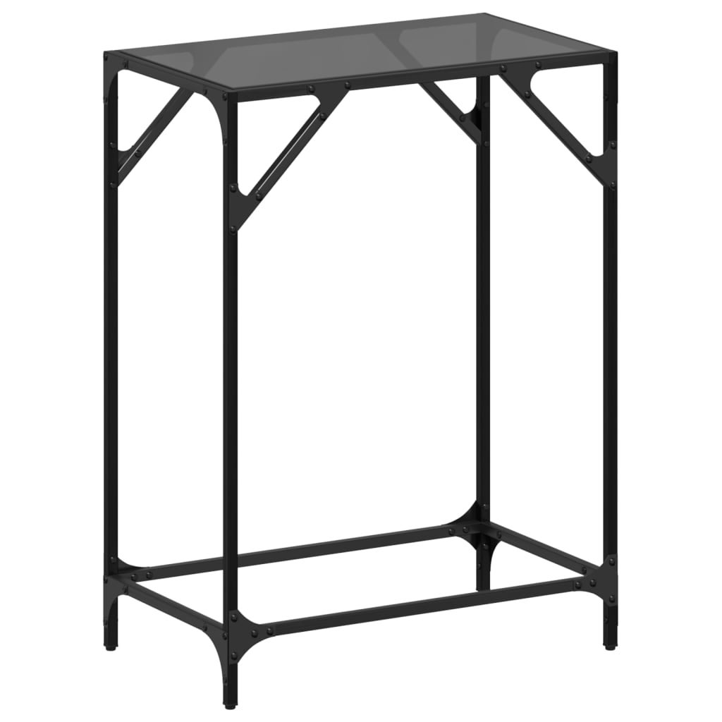 Tavolino Consolle con Piano in Vetro Nero 60x35x81cm in Acciaio vidaXL - 2