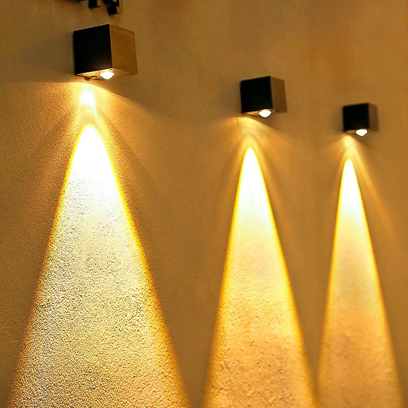 Zestaw 3 lamp solarnych zewnętrznych, solarny kinkiet, wodoszczelna lampa solarna ogrodowa, reflektor solarny, ciepła biel 3000 K (czarny)