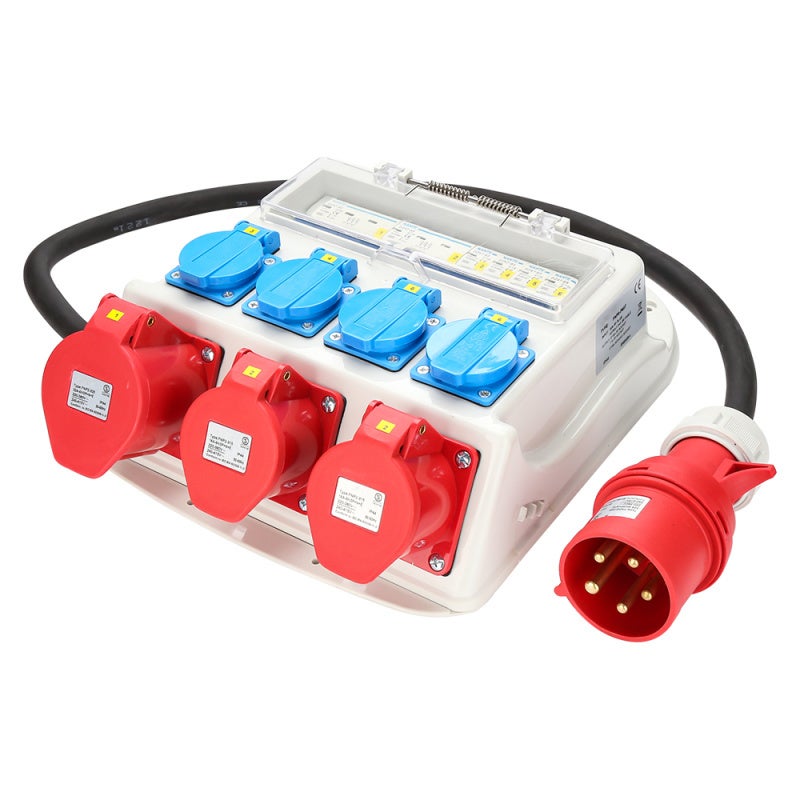 Skrzynka rozdzielcza do budowy Rozdzielacz prądu Jednofazowy panel elektryczny Rozdzielacz prądu 2 x CEE 400V / 16A 32A 4 x 230V