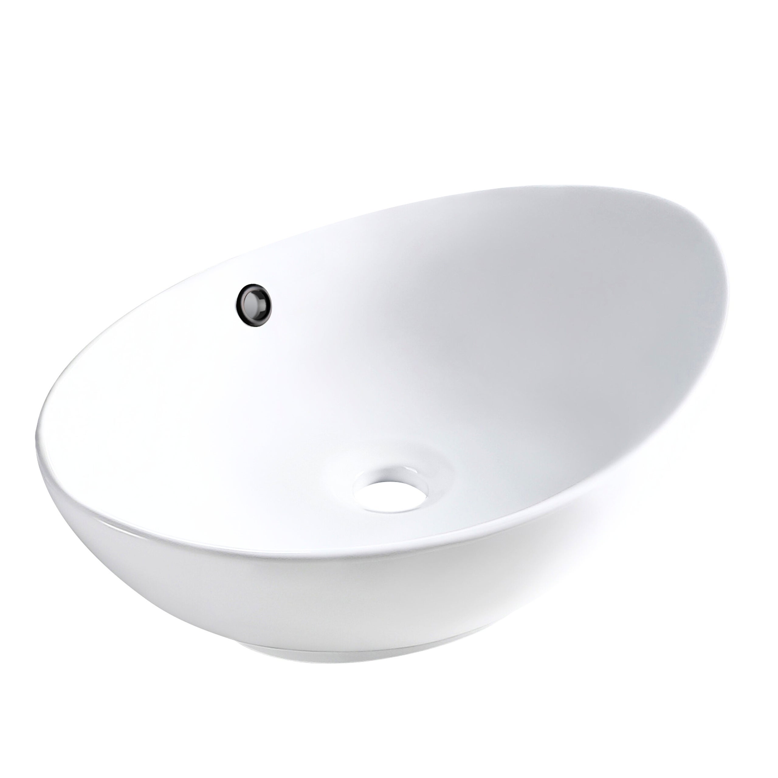 BALNEO - Umywalka nablatowa ceramiczna ZERRA z czarnym okrągłym przelewem - Nowoczesna umywalka łazienkowa