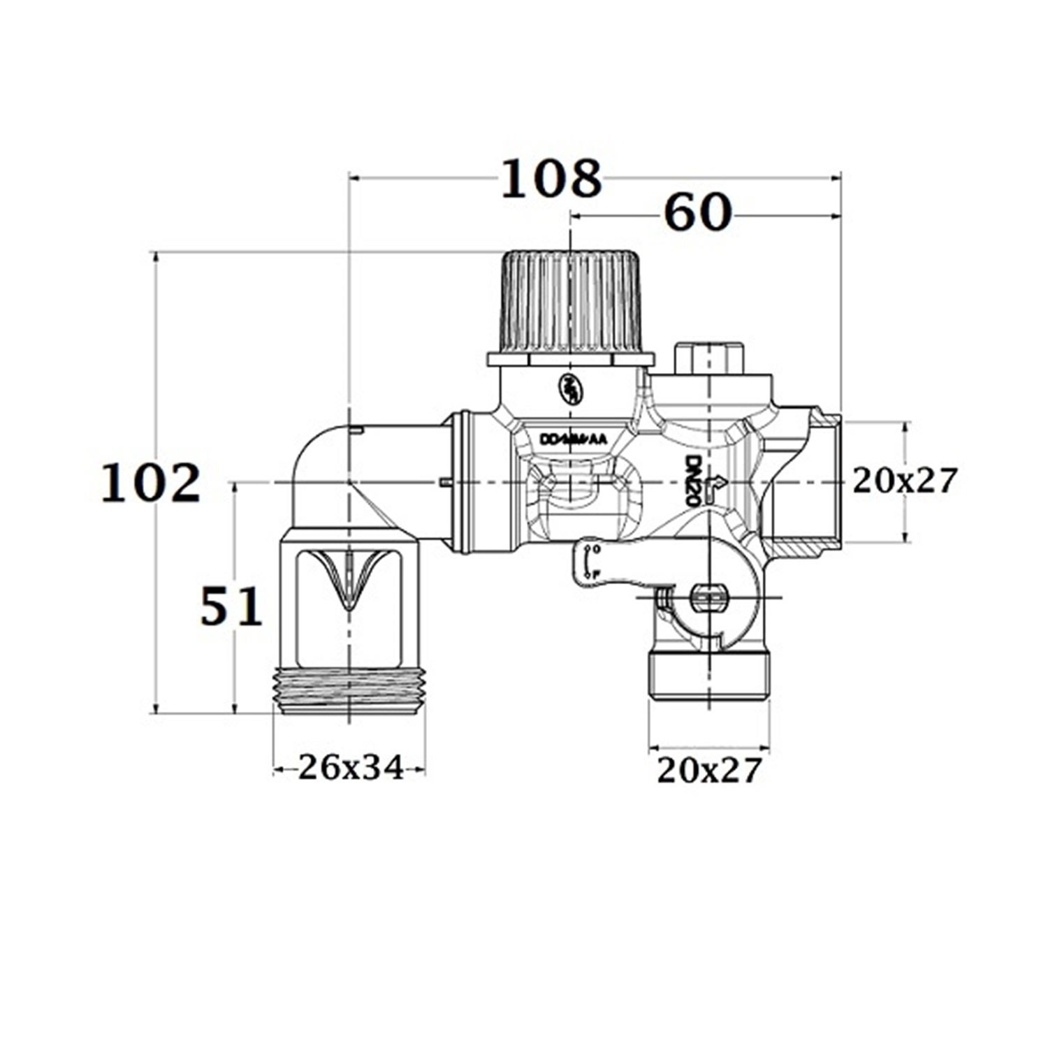 Groupe de sécurité chauffe-eau NF coudé siège téflonné anti-calcaire MF20x27 (3/4) NOYON & THIEBAULT - 5