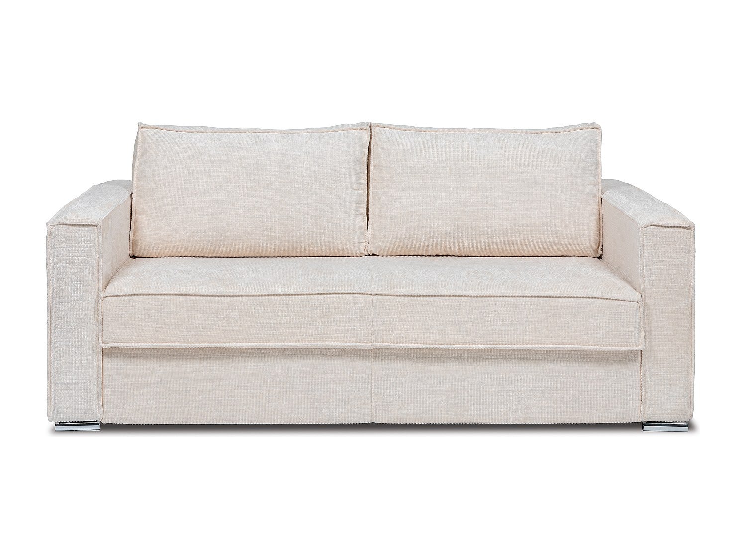 Kanapa 4-osobowa rozkładana typu express z beżową szenilową tapicerką - Miejsce do spania z szerokimi listewkami 160 cm - Materac 18 cm - LORETO