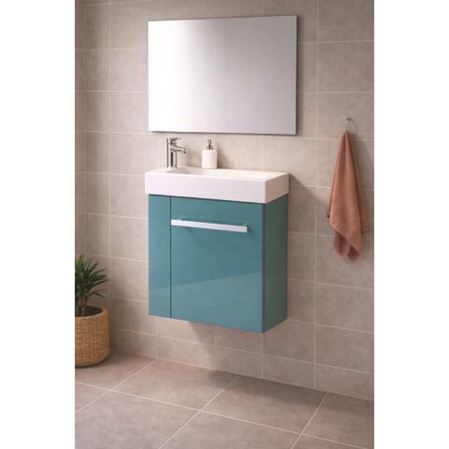 ONDEE ZEN - Meuble LAVE MAIN SEYMOUR Lagon avec plan vasque blanc