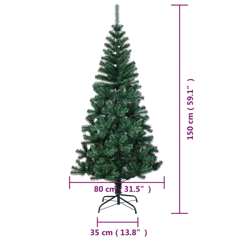 Árvore de Natal artificial com pontas iridescentes em PVC verde 150cm - COMFORTXL - 8
