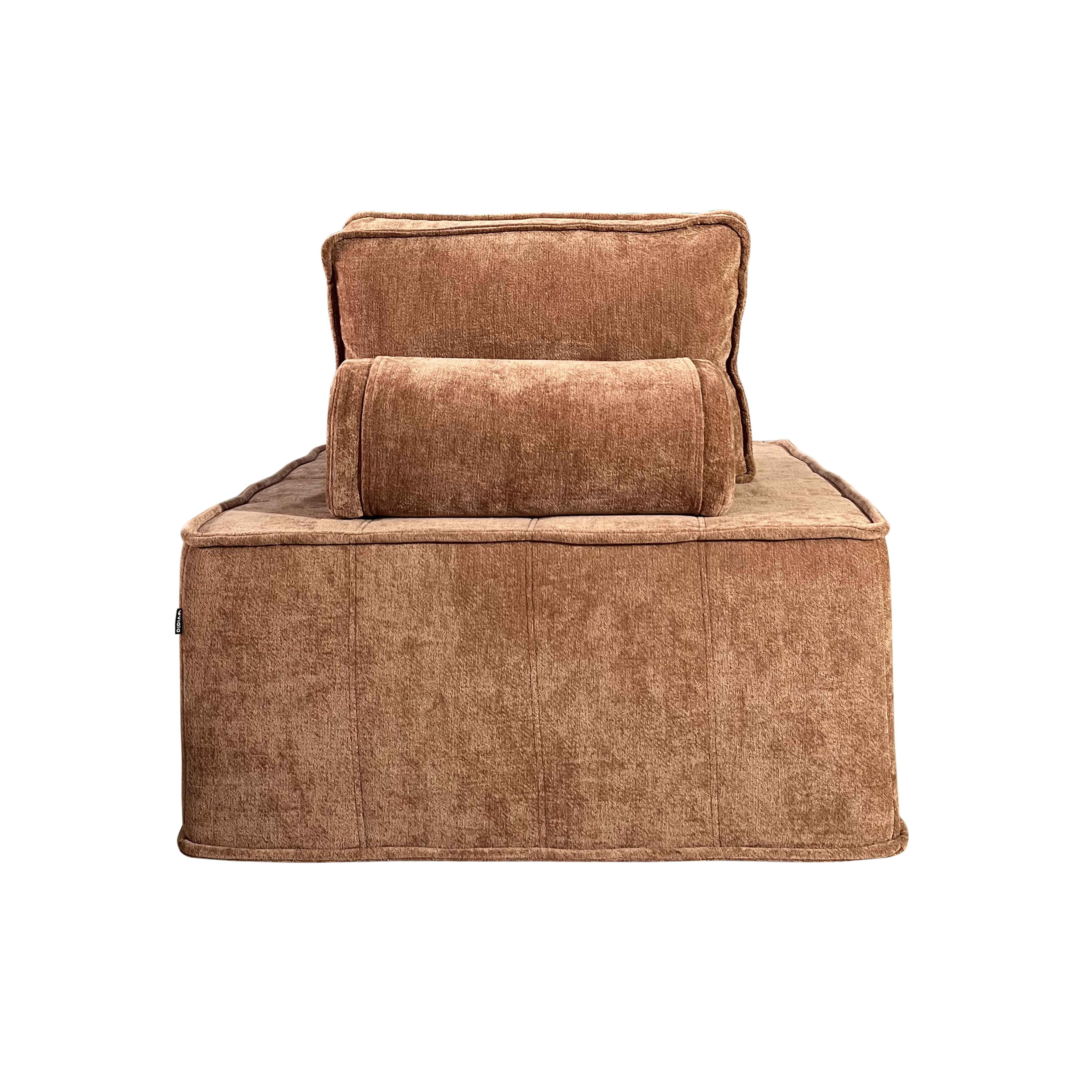 Canapé modulable 3 places en tissu avec coussins terracotta L 255 cm , Tiby - Oviala - 4