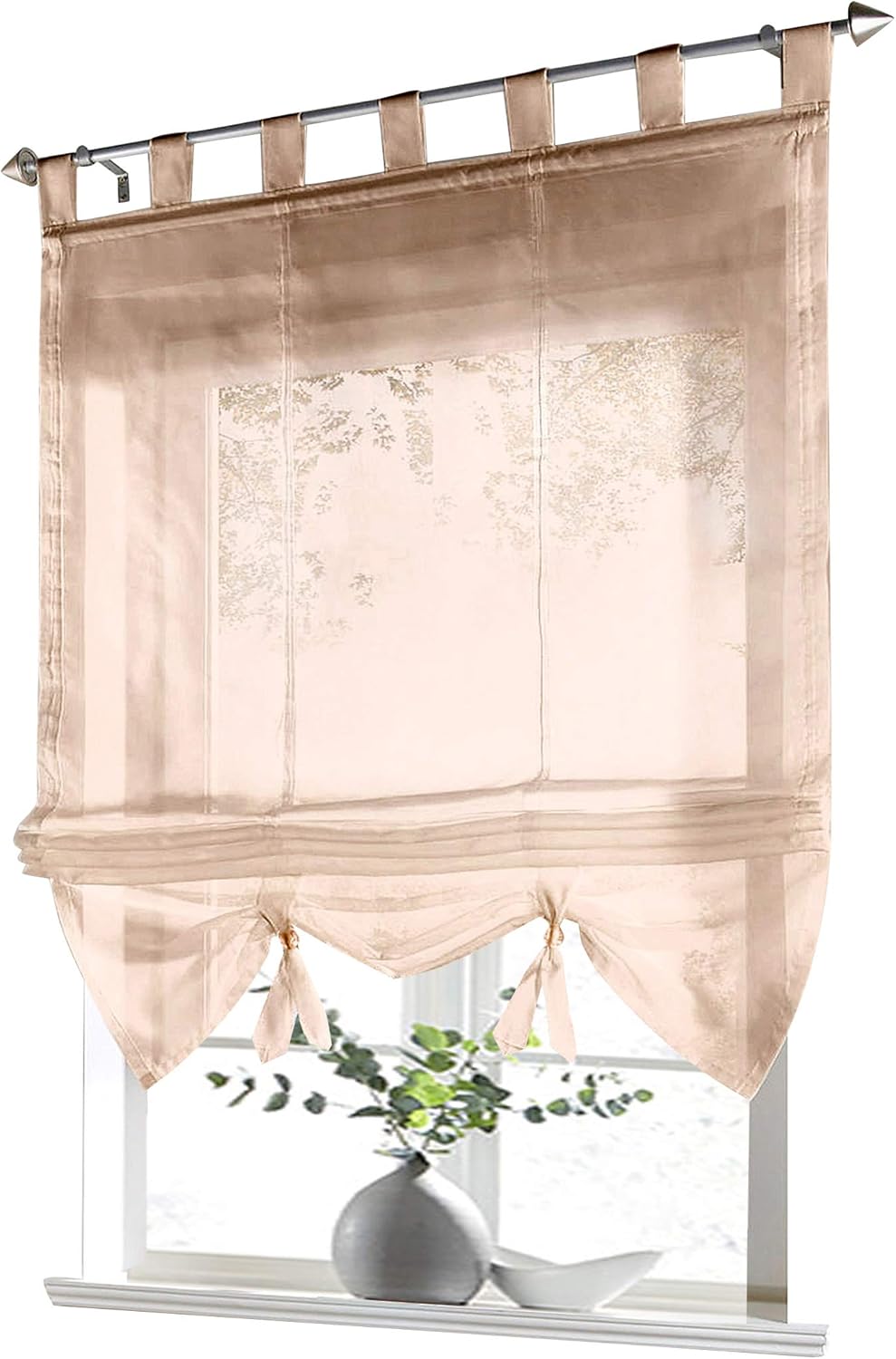 SIMPVALE Tenda Romana In Tulle Ricamato Grigio 60x140 Cm - Tenda A Pacchetto Con Tasca Per Asta, Per Cucina, Bagno, Camera Da Letto - 2