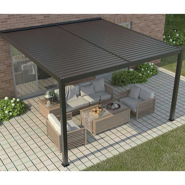 Pergola Bioclimatica Addossata In Alluminio 400x300 Gioia - Bianca