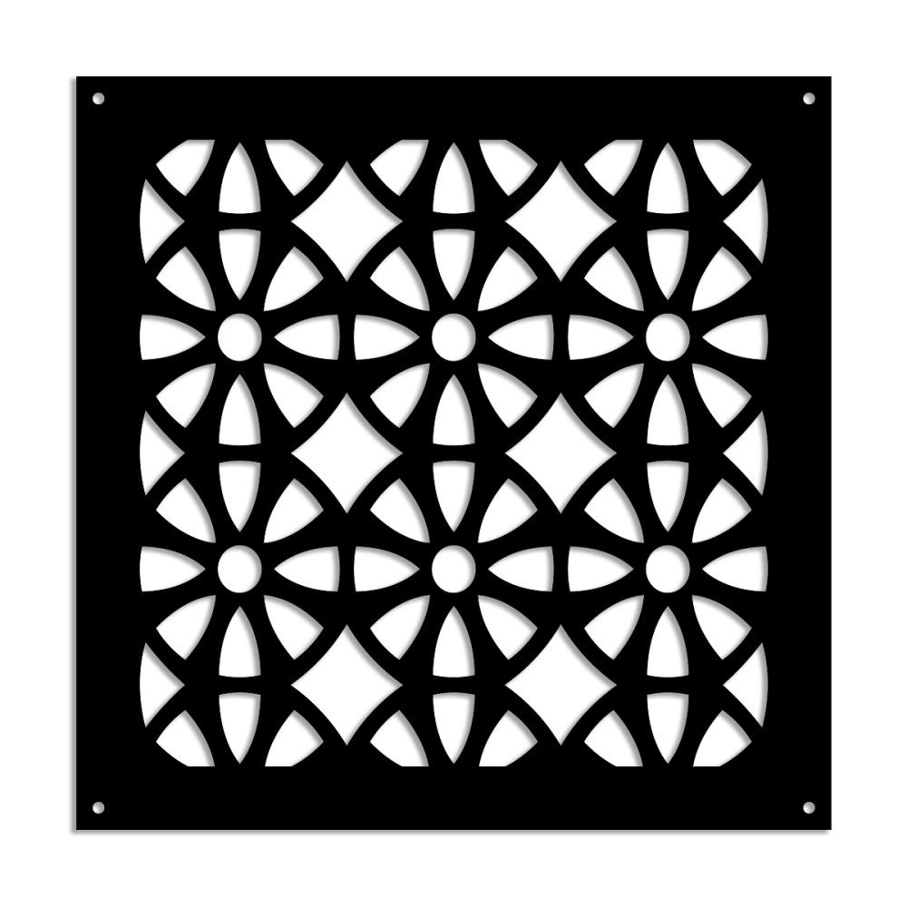 KOŁA - Panel perforowany z PVC - Osłona przeciwsłoneczna - Rozmiar 48x48 cm - Grubość 1 cm - Kolor CZARNY
