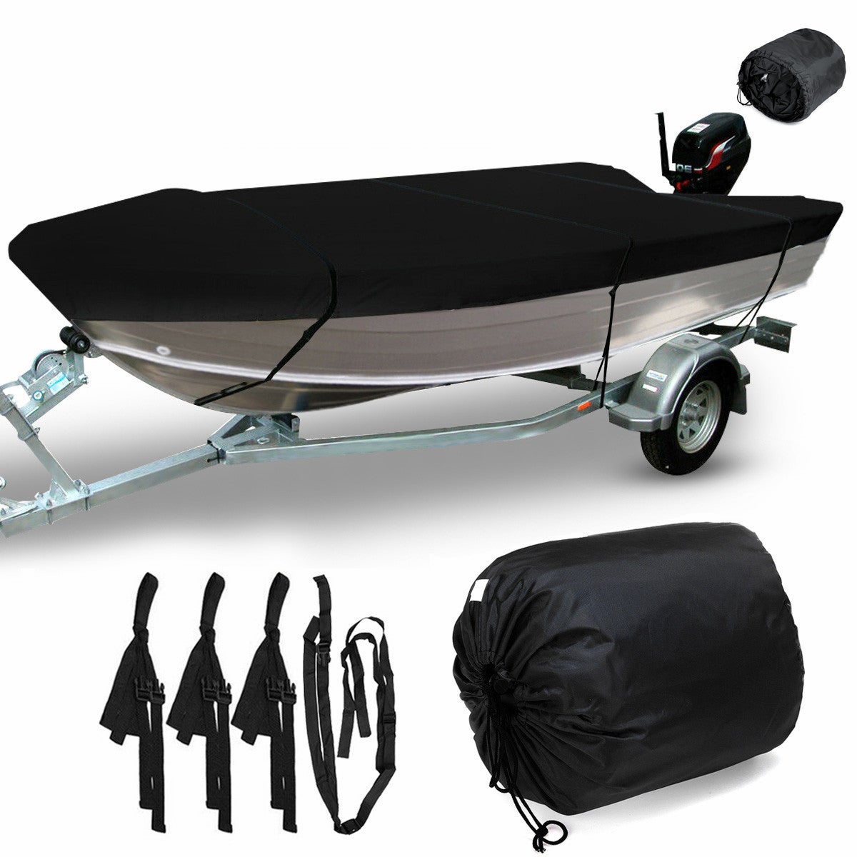 Housse De Protection Pour Bateau Semi-rigide - Tissu Polyester Oxford 210D Imperméable - Taille 600x300 Cm - Cordon élastique Réglable - Pour 11-27 Pieds