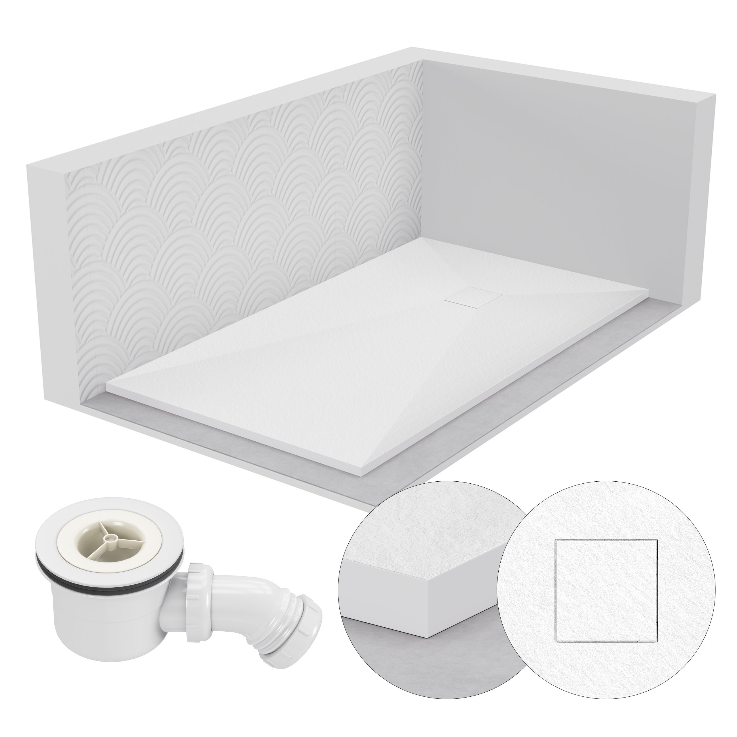 Brodzik STONE SEVANTE prostokątny 140x70 biały z syfonem 1 szt.