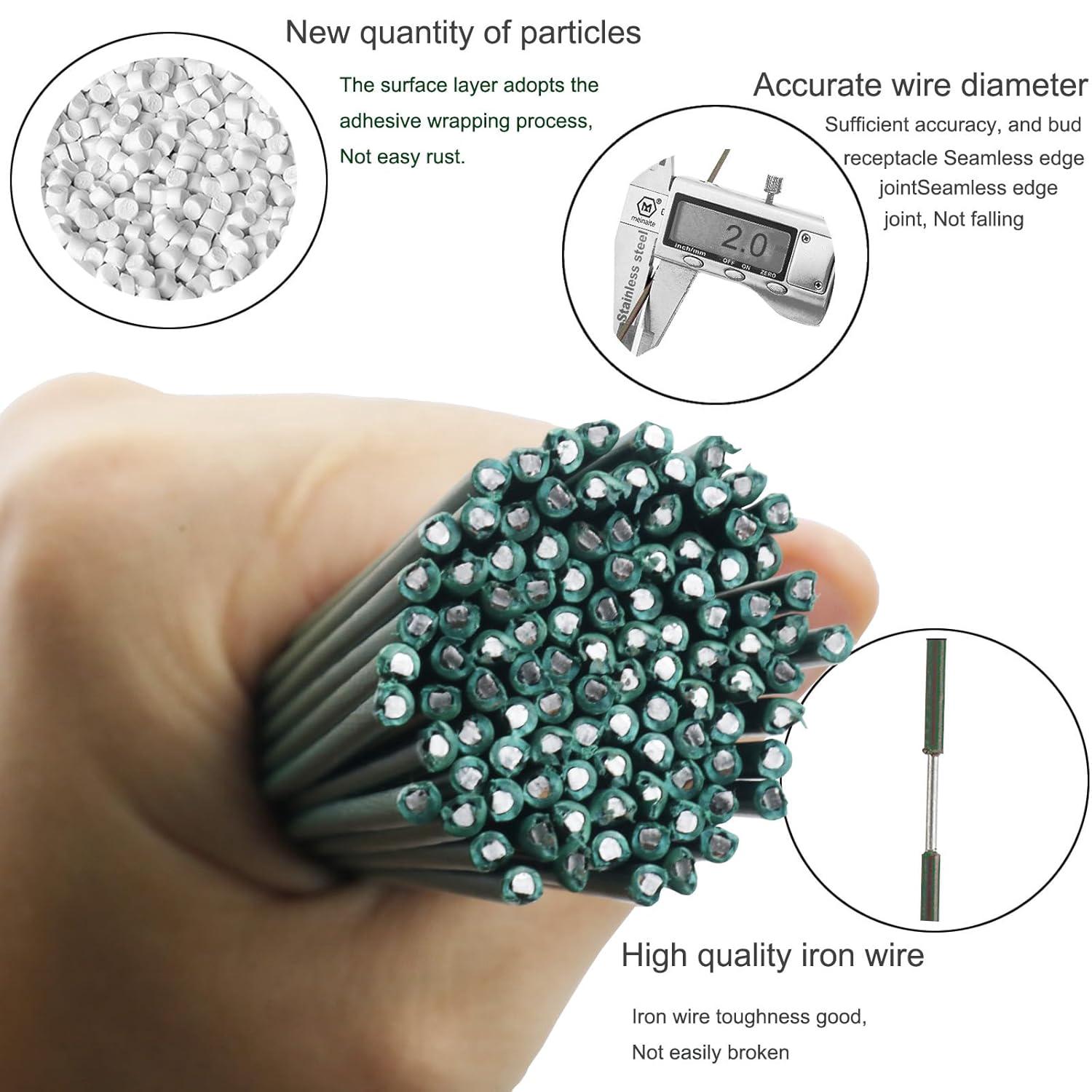 Kit per composizioni floreali Arlai, comprendente 3 rotoli di nastro di carta verde con motivo floreale e 50 pezzi di filo metallico floreale da 40 cm - 3