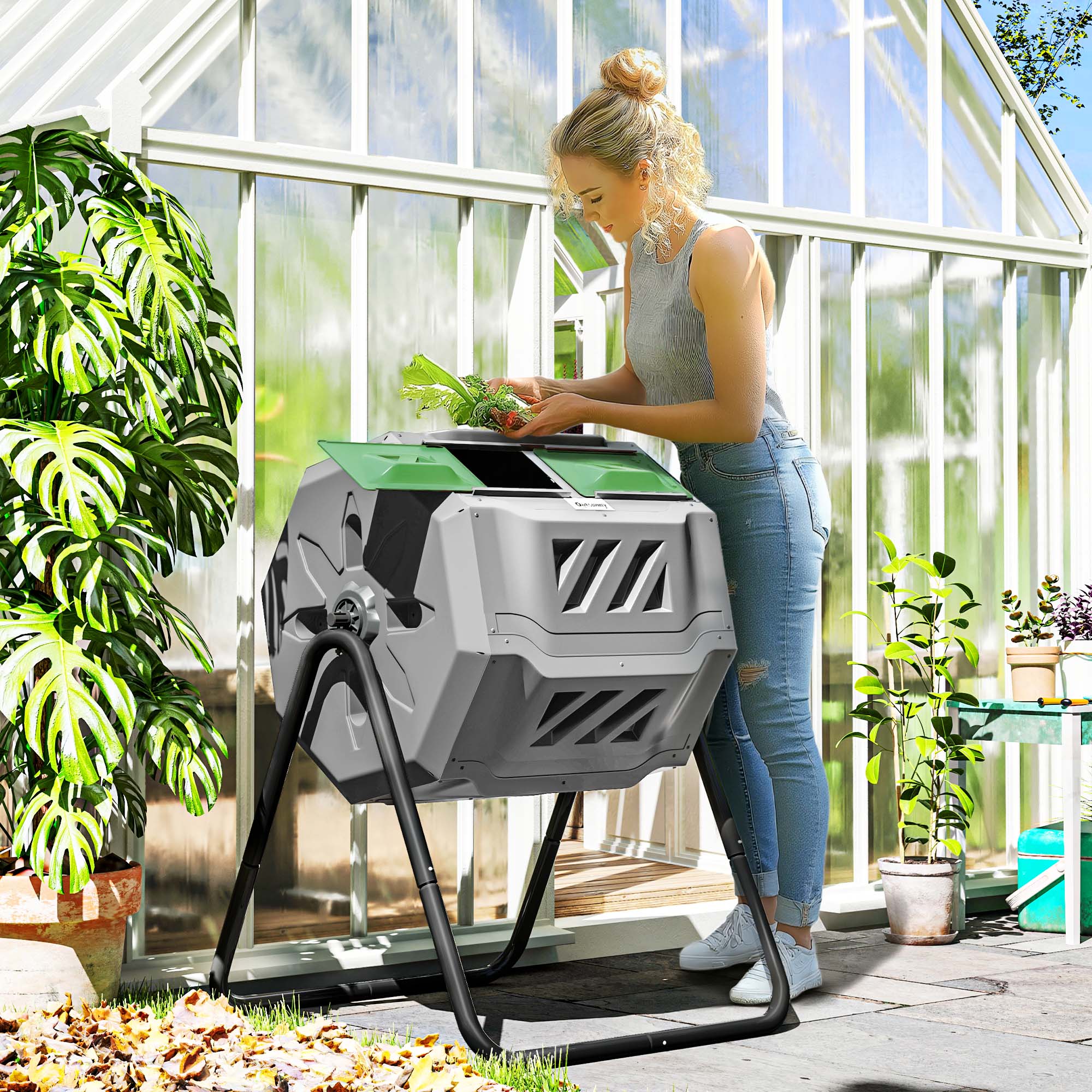 tonneau de compostage Plastique PP Outsunny - 2