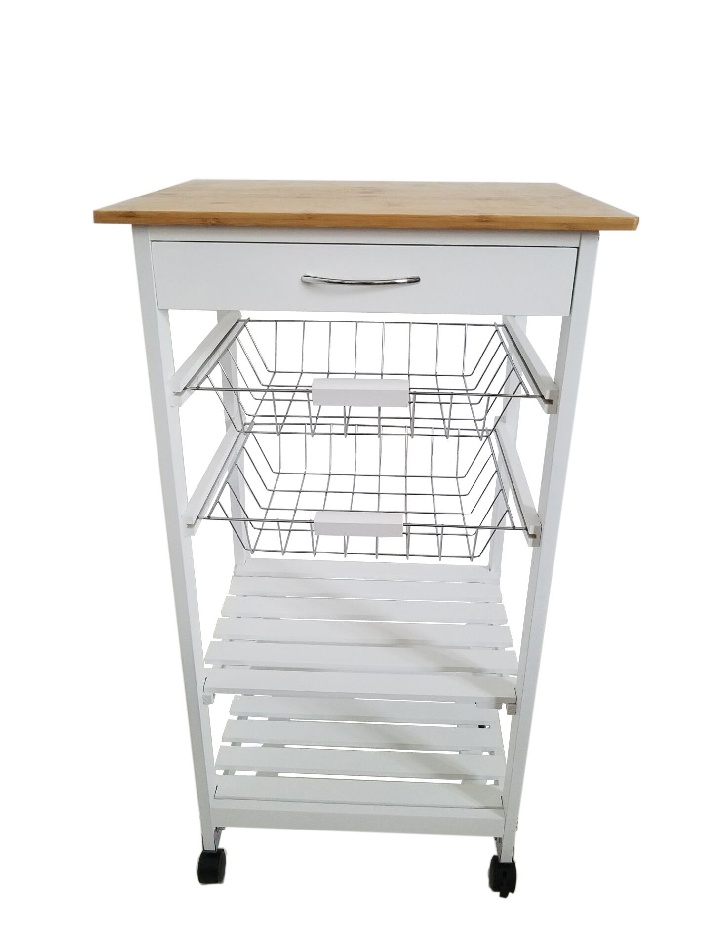 Meyvaser - Wózek ogrodniczy Kitchen Market Honey White 87x47x37, 2 metalowe kosze i 2 półki