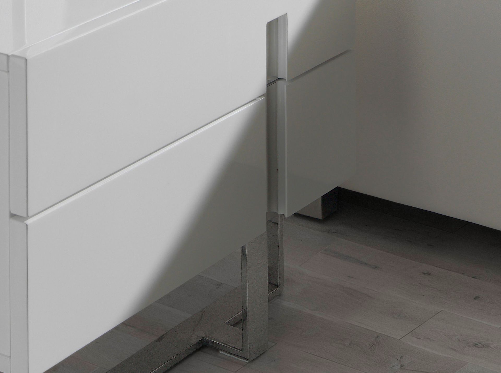 ANGEL CERDA Table de chevet bois blanc et acier chromé - 5