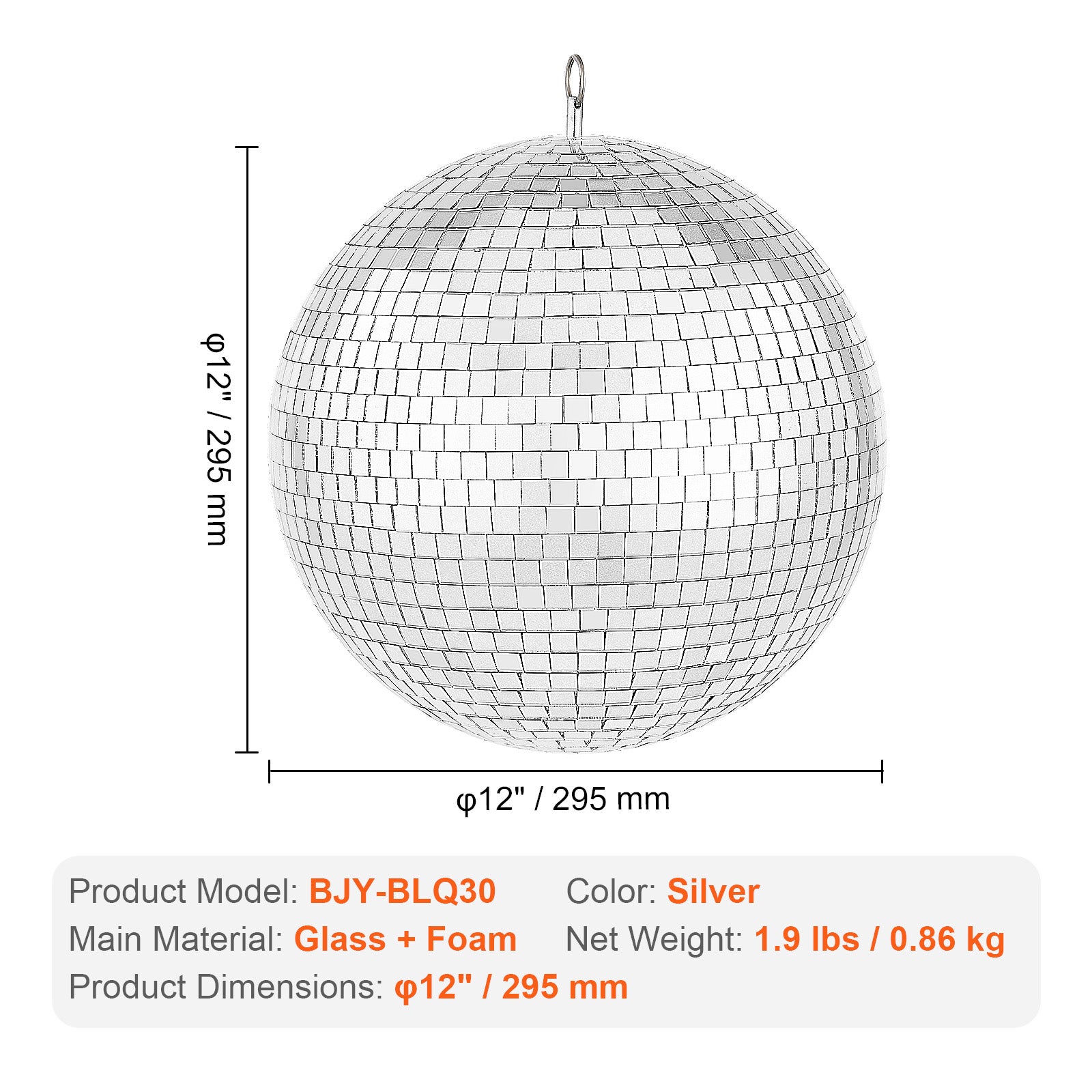 Boule disco miroir,SucceBuy 30,5 cm avec anneau de suspension pour fêtes. Décoration idéale pour DJ Club,mariages,anniversaires,Noël,Nouvel An - 9