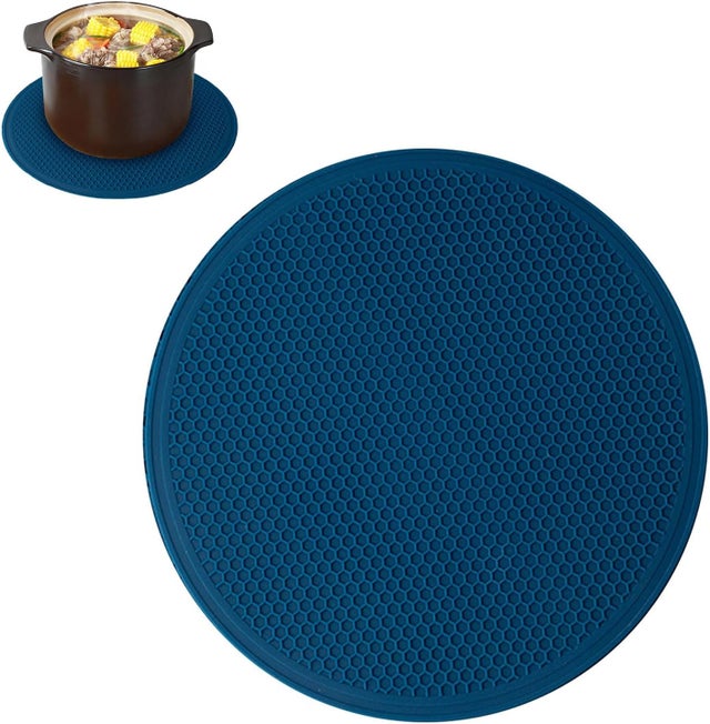 Dessous de Plat Rond en Silicone, Coussin Isolant antidérapant en nid d'abeille de 30 cm de diamètre, protecteurs de Table en Silicone