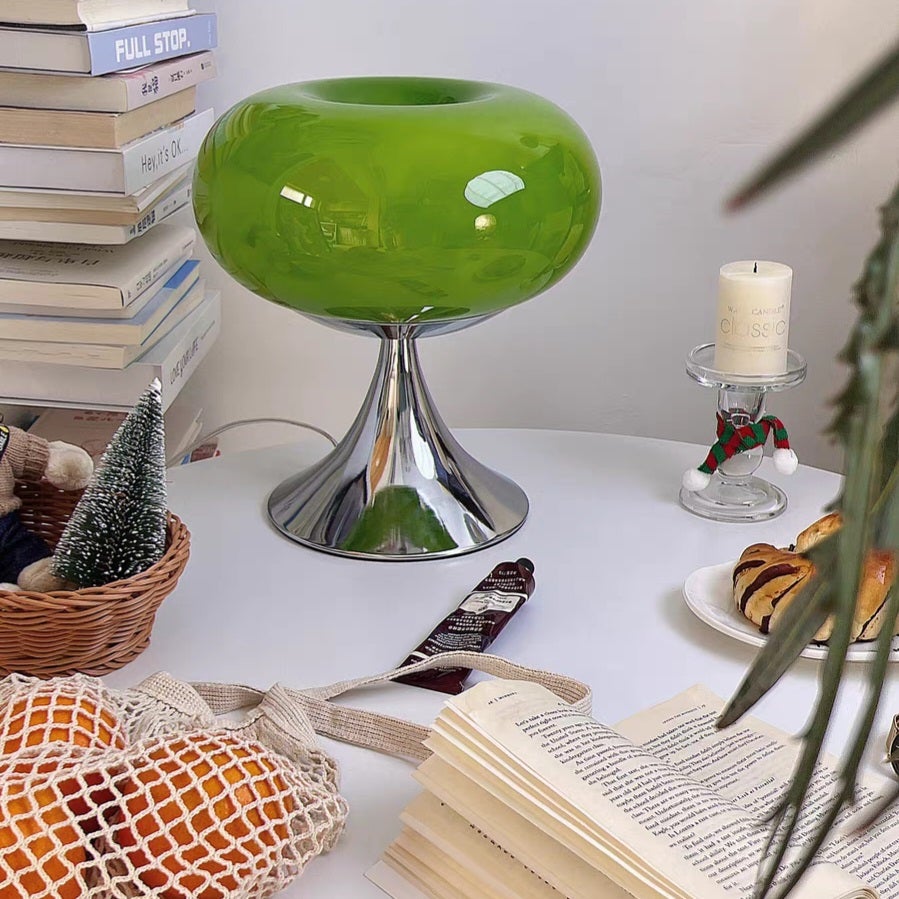 Lampe de table en verre, lampe de chevet décorative Apple avec interrupteur USB, lumière chaude, verte, adaptée à la chambre et au salon - 6