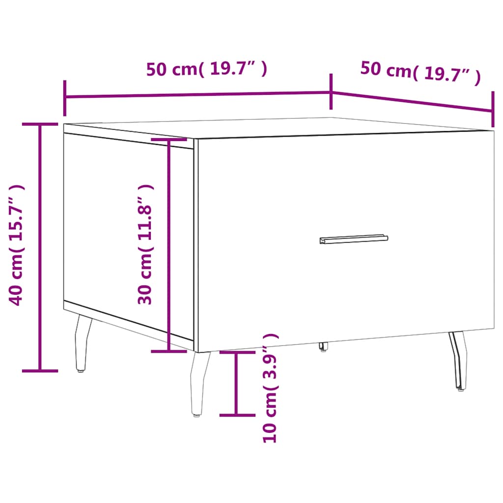 Table basse Chêne marron 50x50x40 cm Bois d'ingénierie vidaXL - 3