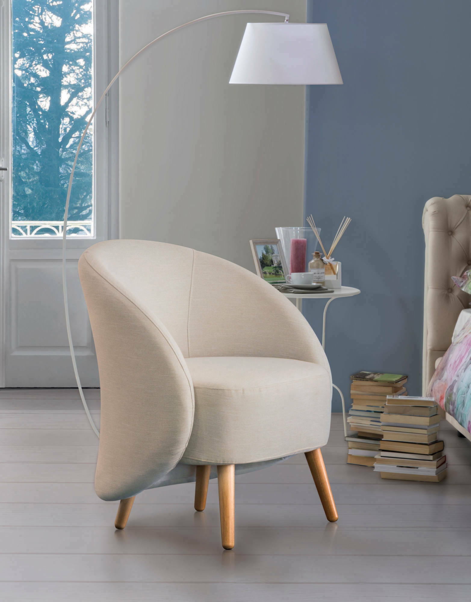 Sillón annarella, sillón lounge de diseño, 100% made in italy, sillón relax de tejido acolchado, 70x60h80 cm, gris tórtola