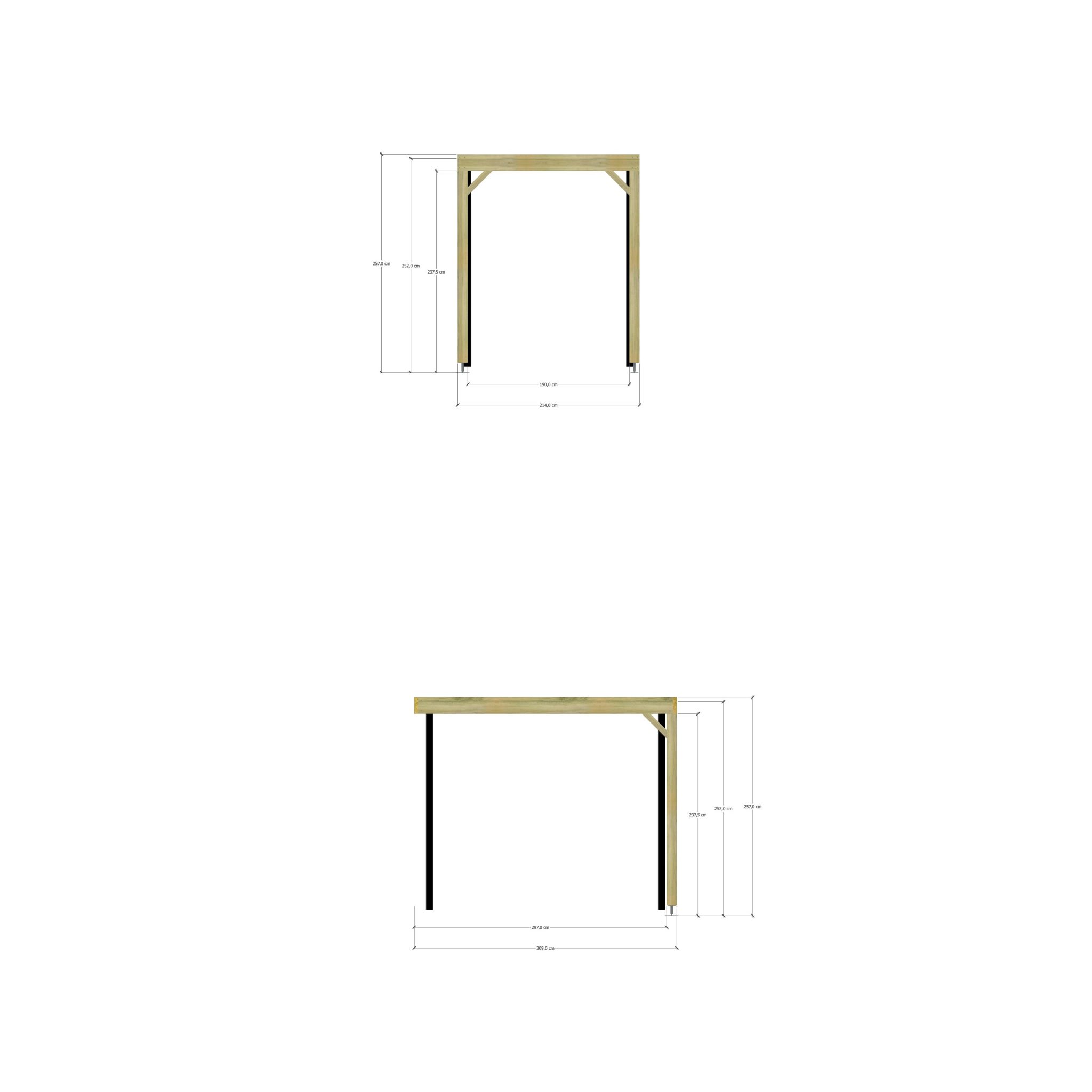 Carport bois • 2m x 3m • adossée • sens profondeur • livraison comprise - 5