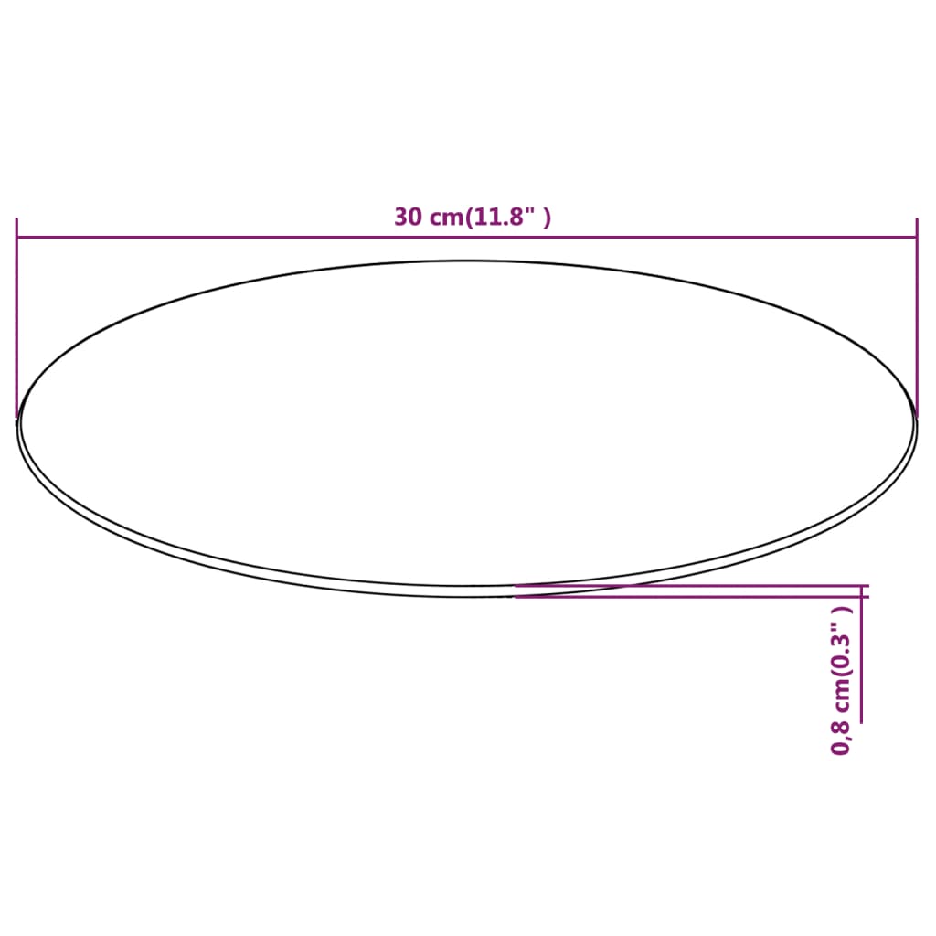 Piano Tavolo Rotondo in Vetro Temperato 300 mm vidaXL - 5