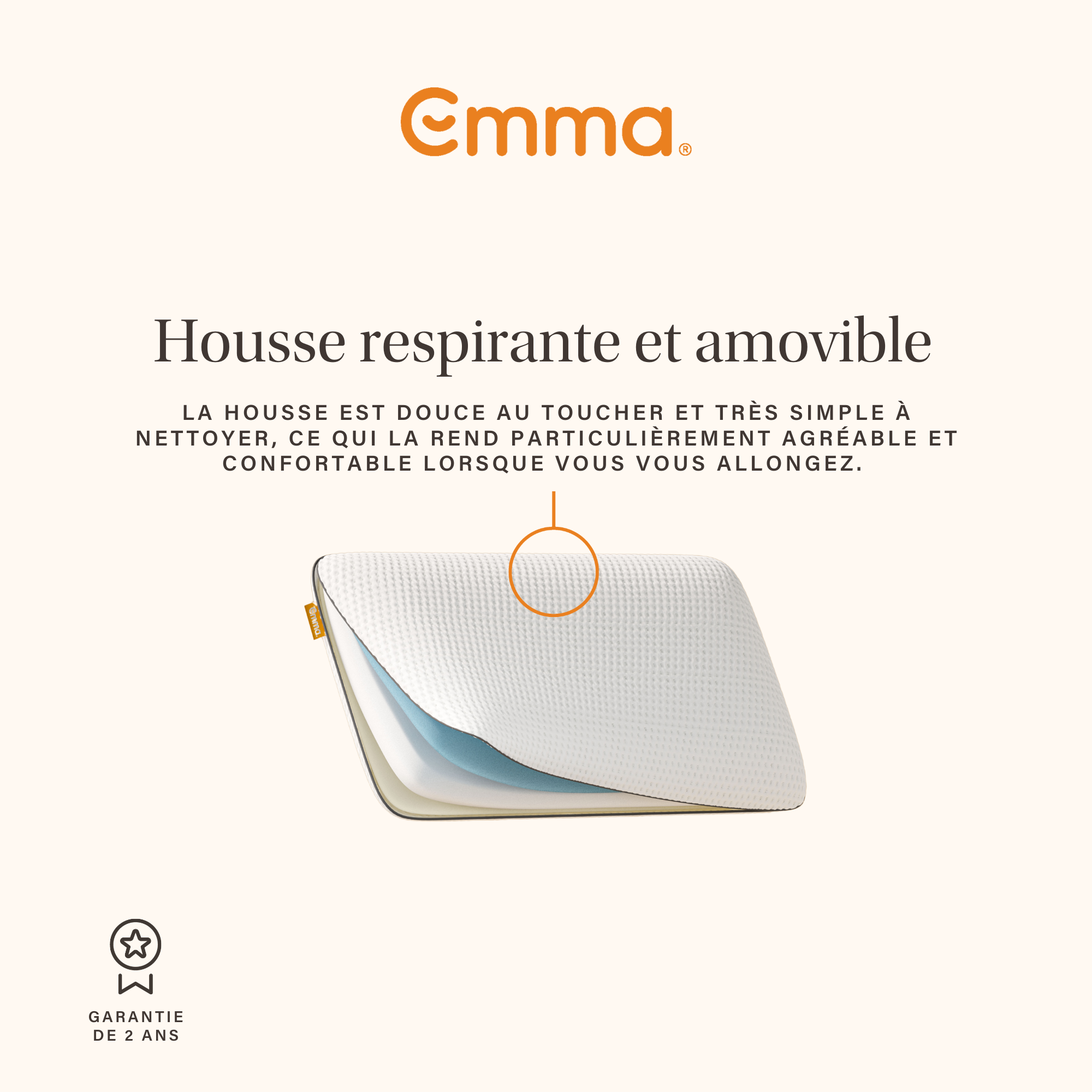 EMMA | Oreiller Emma Original Adapt 70x40 cm | Mémoire de Forme Ergonomique | Thermoactif et Respirant | Confort Personnalisable - 6