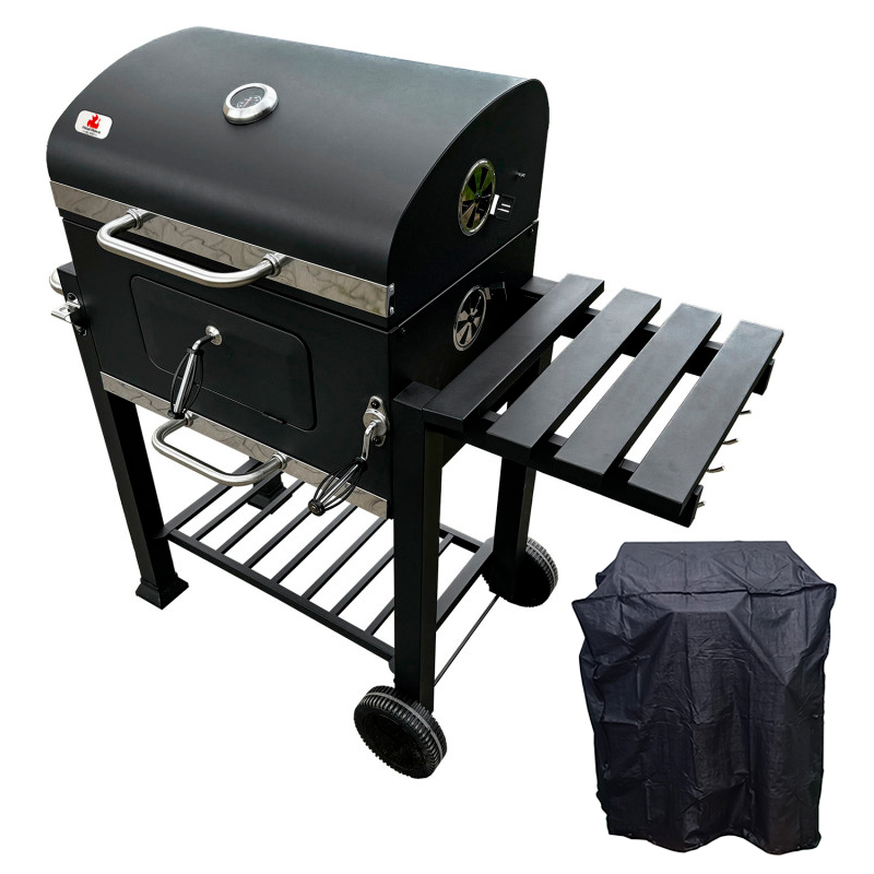 Duży grill węglowy 4iQ Group 113,5x50x107cm ogrodowy z pokrywą oraz pokrowcem