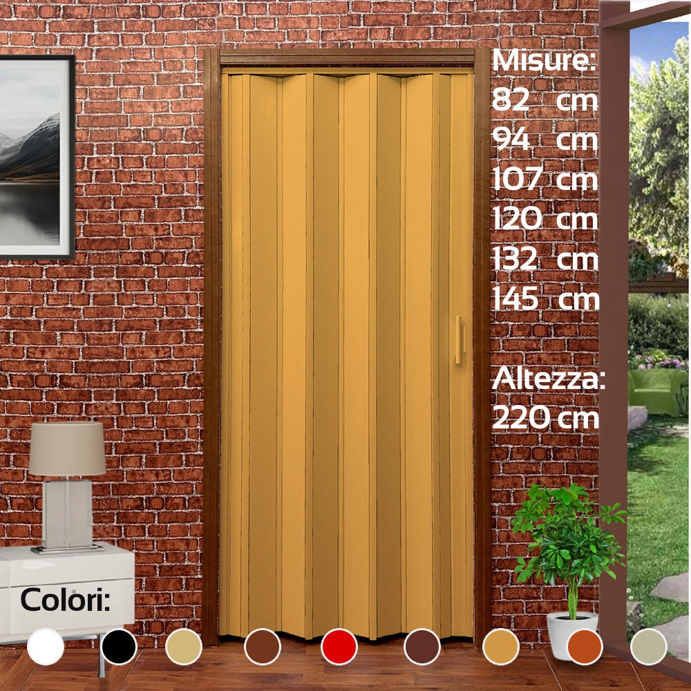 Porta A Soffietto Interna In PVC Rosso - Kit 82x220 Cm MOD. Simona, Reversibile, Facile Montaggio