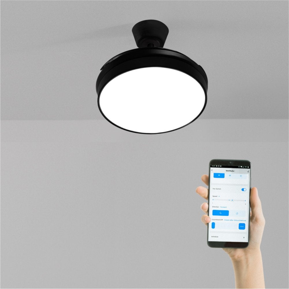 CREATE - WIND CLEAR - Wentylator sufitowy 40W z cicho wysuwanymi łopatkami i oświetleniem LED, różne rozmiary -