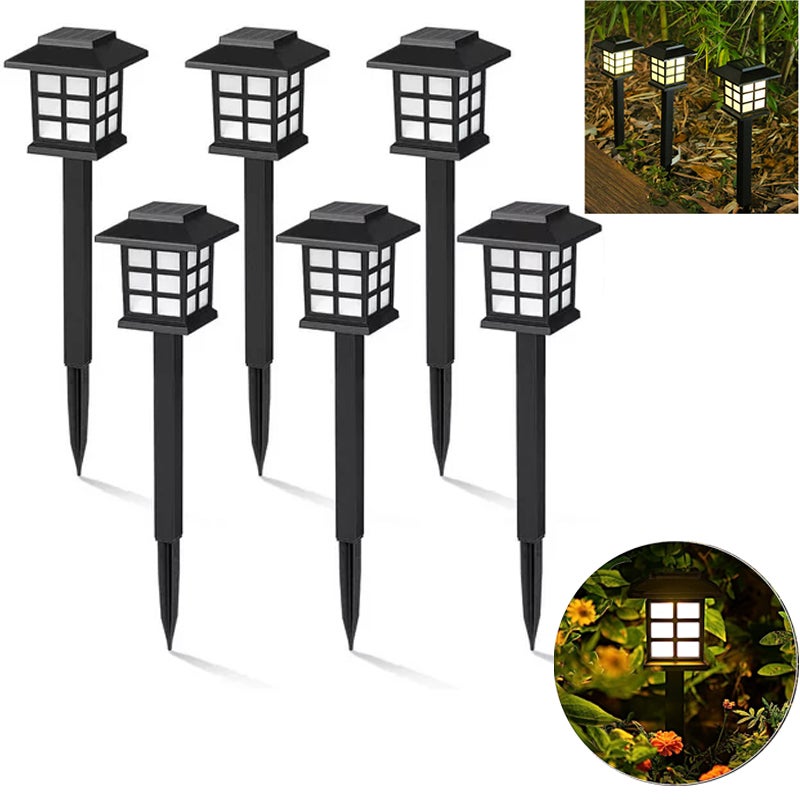 Zestaw zasilanych energią słoneczną lamp zewnętrznych wodoodpornych LED słupków do ogrodu krajobrazu ścieżki dziedzińca tarasu lub podjazdu ciepłe