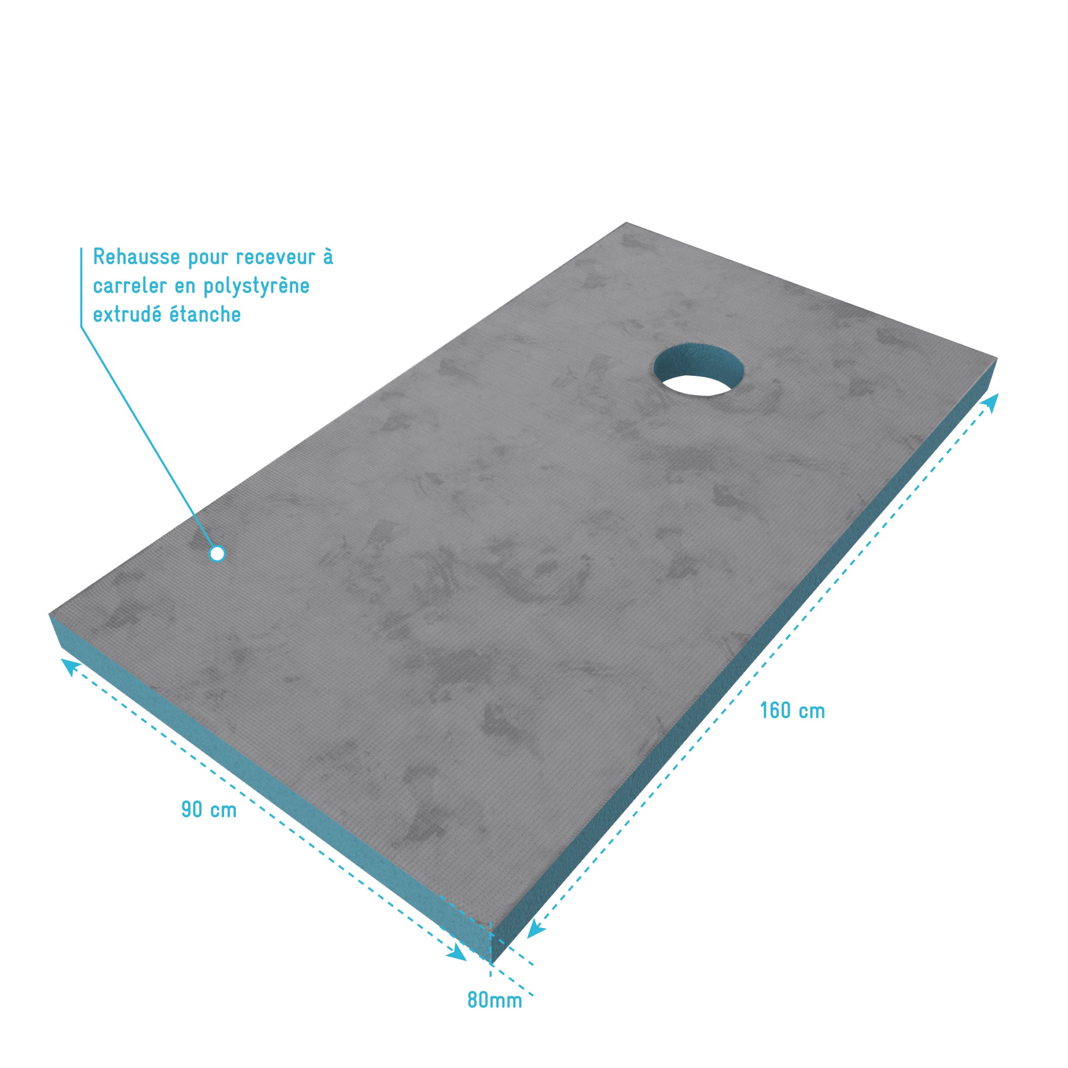 Rehausse pour bac receveur de douche à carreler 90x160 cm recoupable sur mesure - 4
