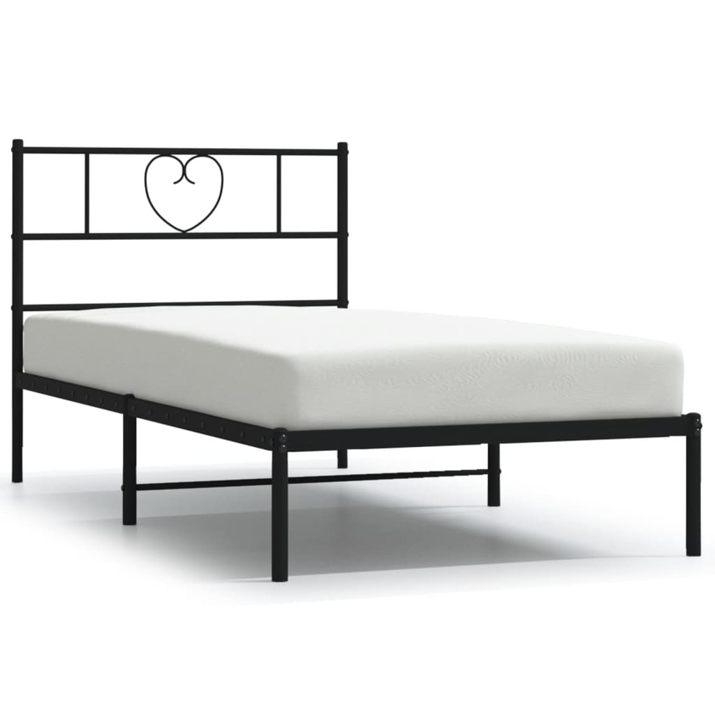 Łóżko Metalowe Czarne Rama Łóżka Ze Stelażem Do Pokoju Sypialni 90x190 cm