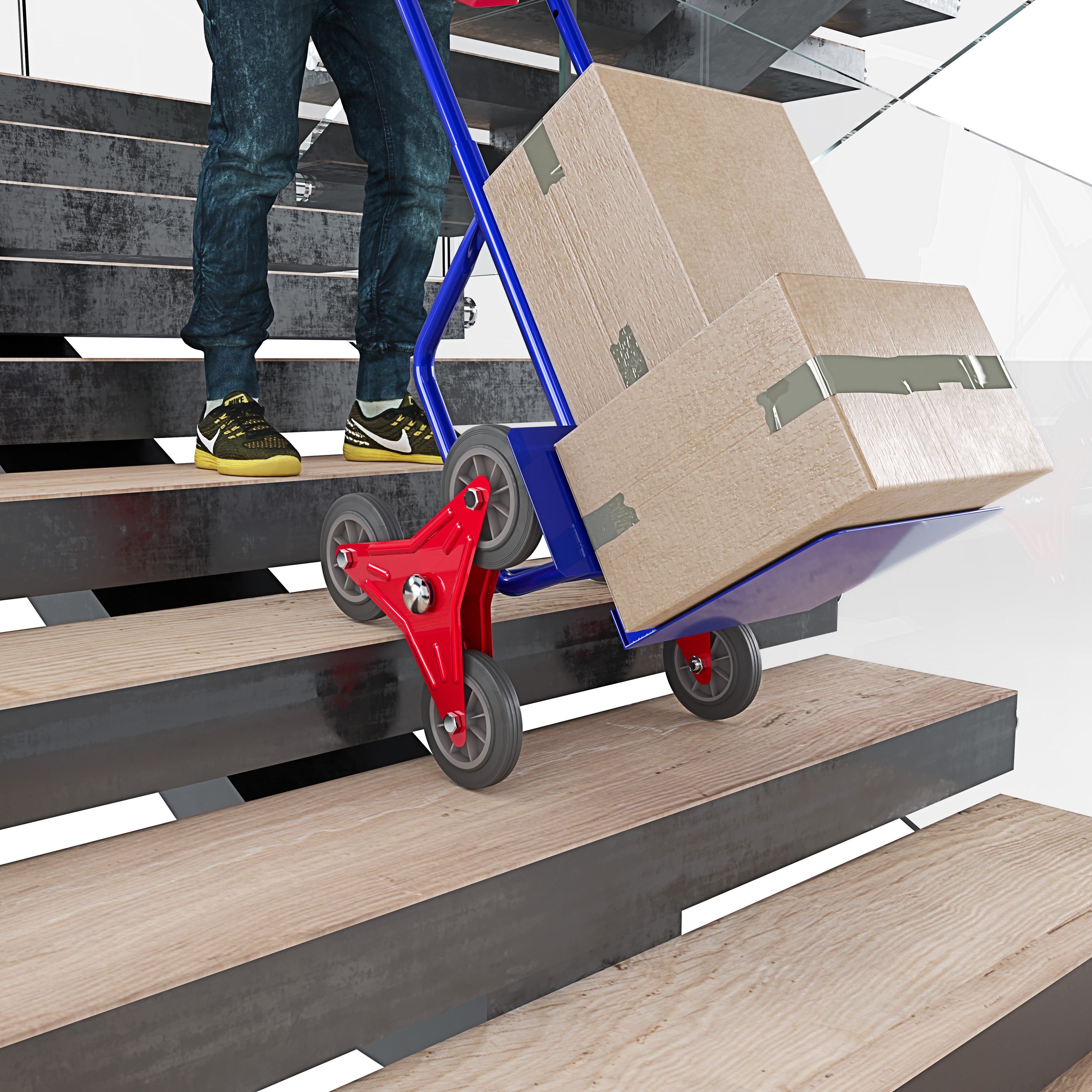 Carrello Pieghevole Per Traslochi Con 6 Ruote - Max 158 Kg, Manico Regolabile, Lega Di Alluminio