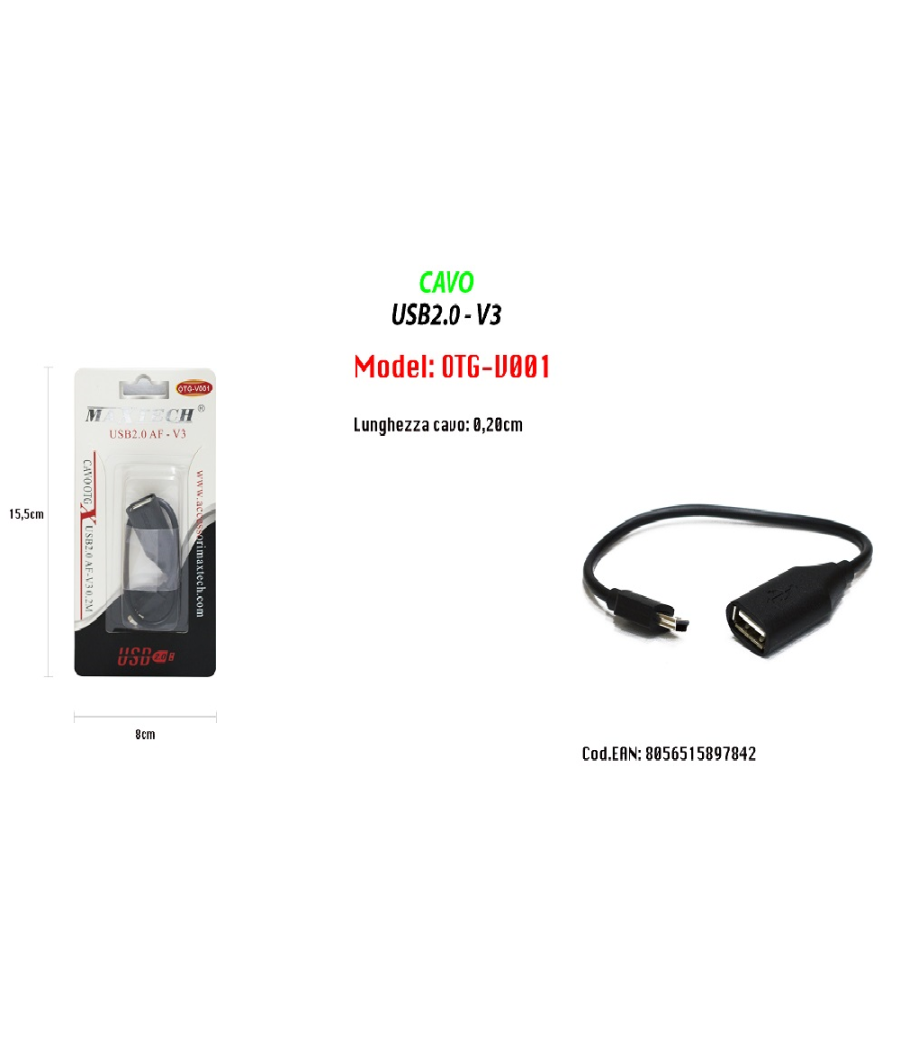 Smart-Planet ® OTG USB on the go Cavo/cavo a Y Cavo adattatore Una presa USB Mic