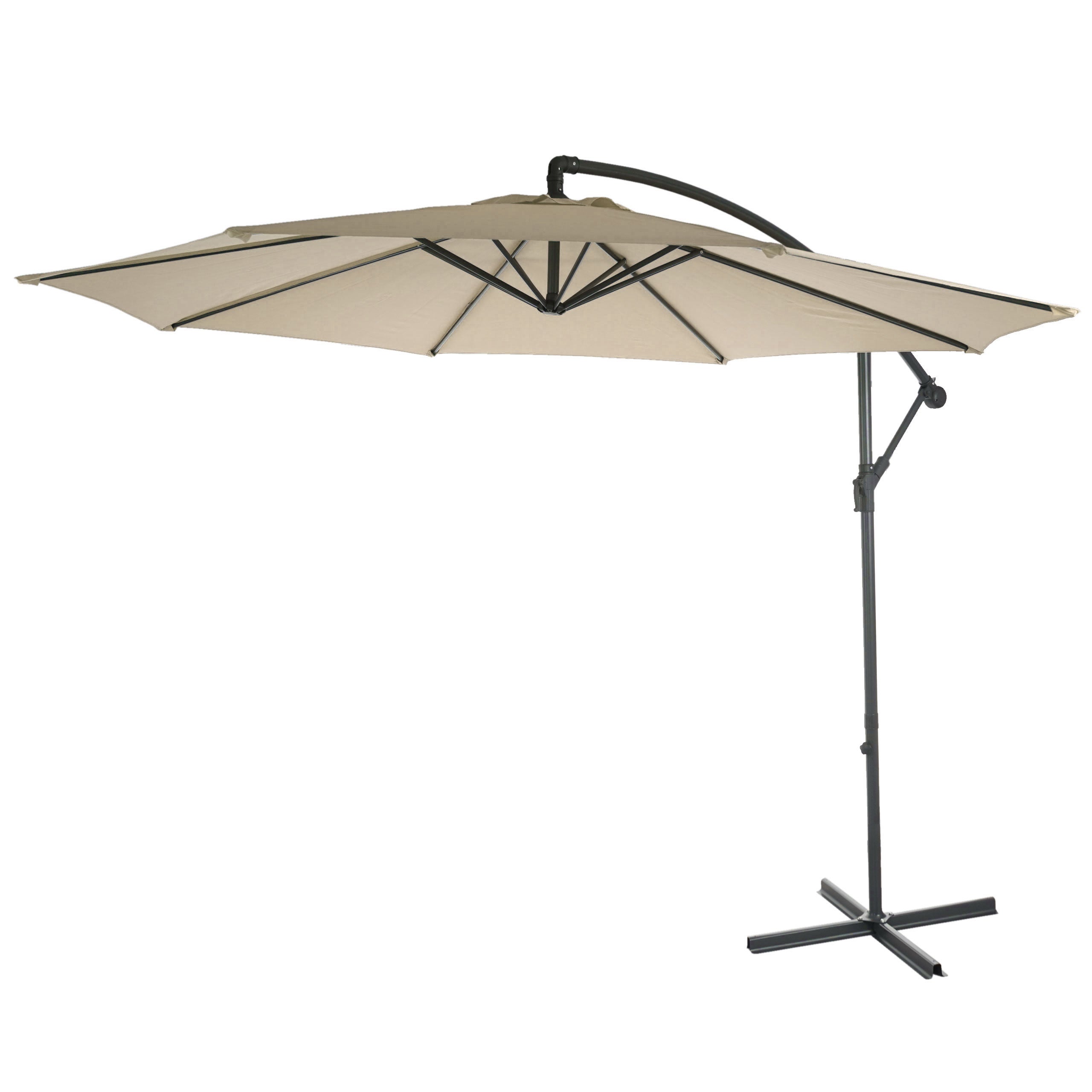 Acerra parasol wspornikowy, parasol przeciwsłoneczny, Ø 3m uchylny, poliester/stal 11kg ~ kremowy bez stojaka