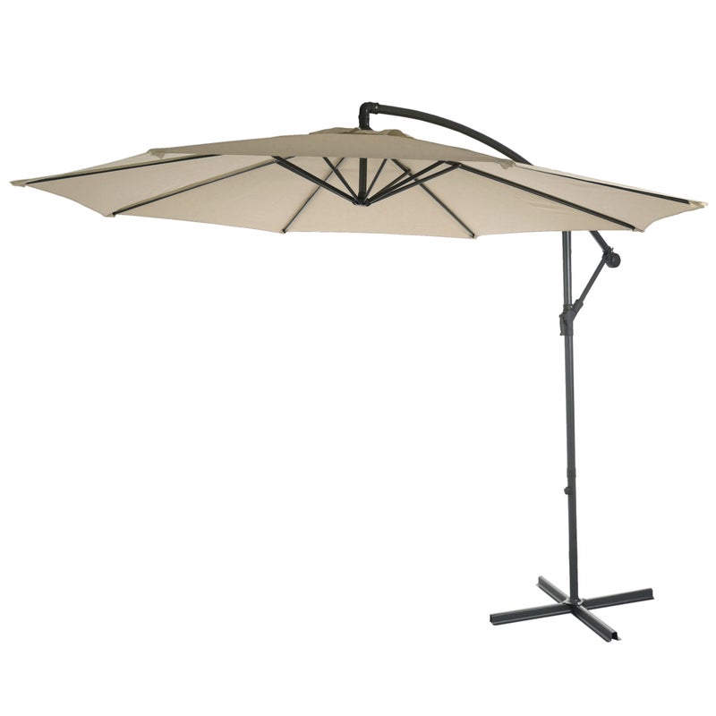 Acerra parasol wspornikowy, parasol przeciwsłoneczny, Ø 3m uchylny, poliester/stal 11kg ~ kremowy bez stojaka