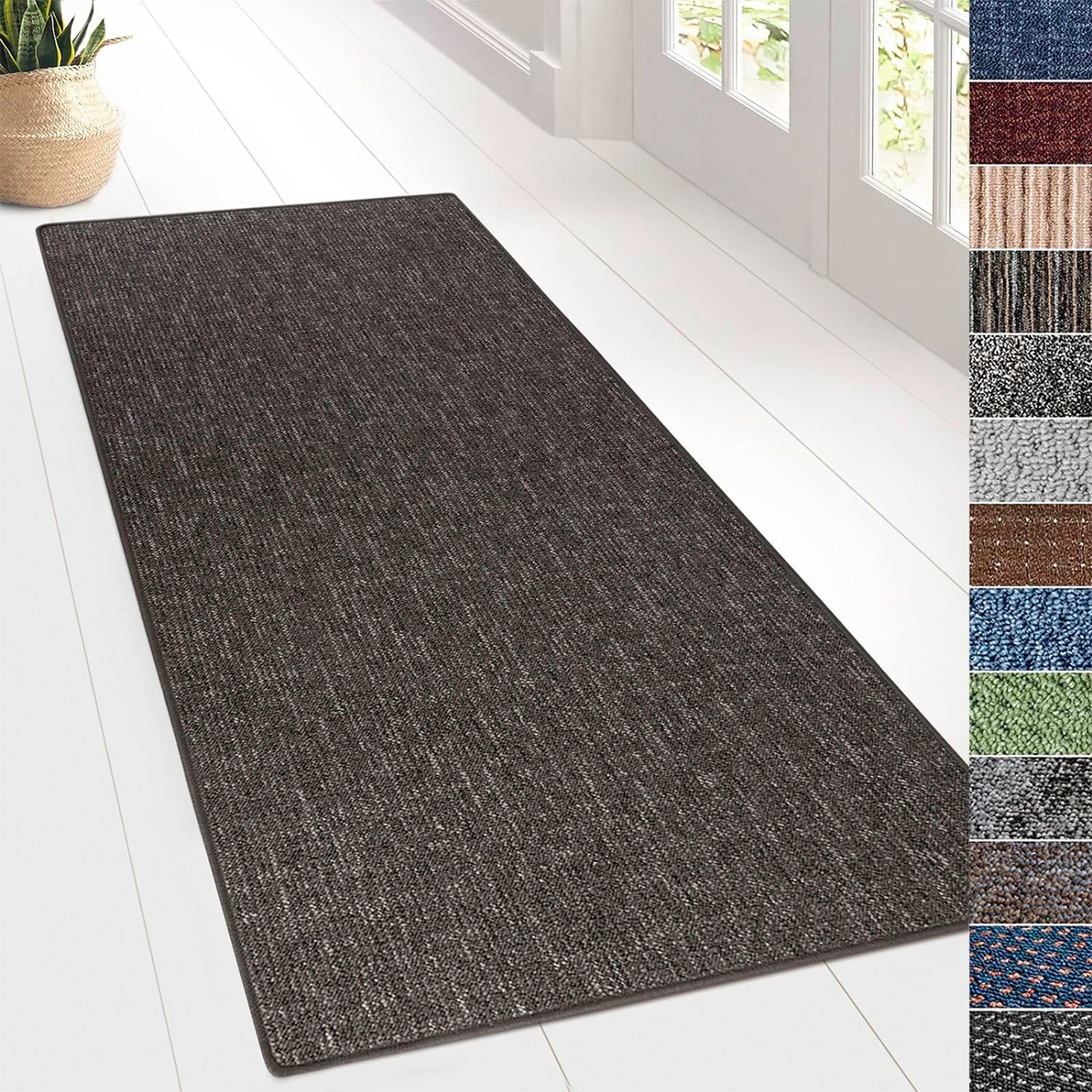 Tapis pour espaces de vie Alto, bouclé plat, Anthracite, 80 x 600 - 2