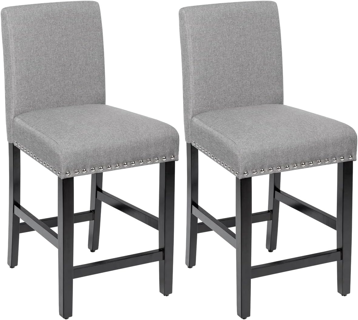 Stołek barowy, zestaw 2 szt., wyściełane krzesła barowe z nogami z drewna gumowego,taboret bistro, stołek barowy, stołek kuchenny do kuchni, jadalni