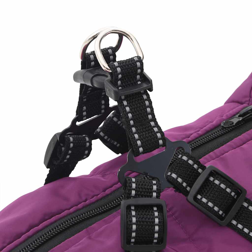 Abrigo para perro con arnés impermeable reflectante L morado vidaXL - 9