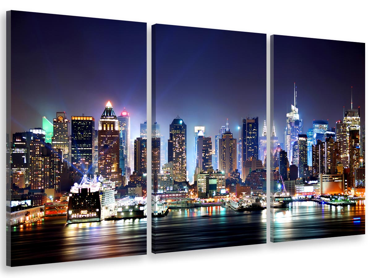 Cuadro tríptica cuadro de fotos sky line lower manhattan - 90x60 cm