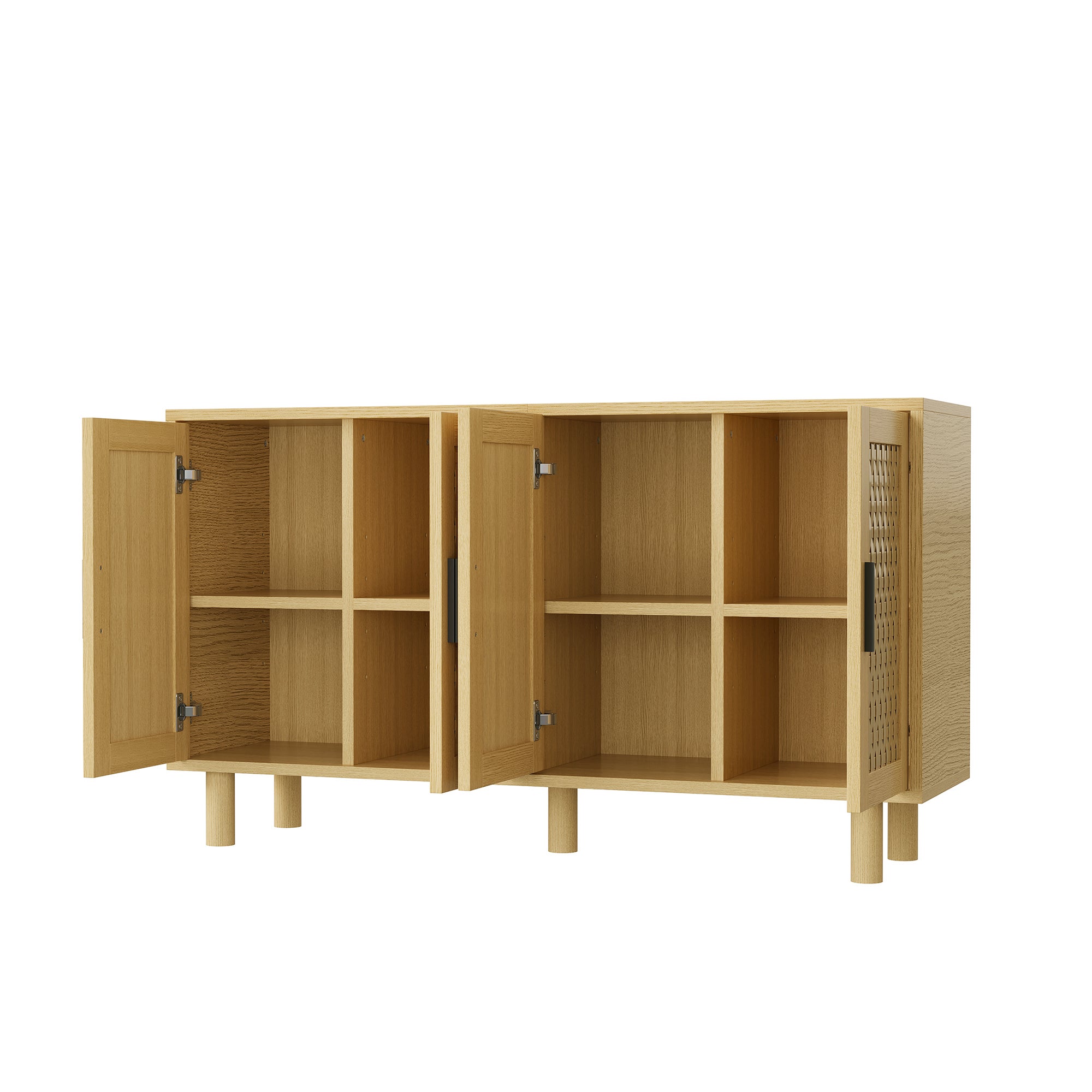 Buffet, meuble de rangement en bois chêne, avec 4 portes , meuble de rangement pour le salon, portes à motif tressé - 10