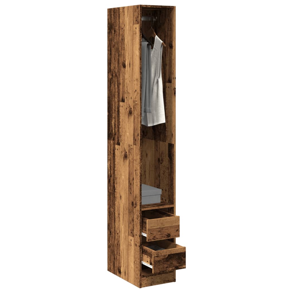 Garde-robe | Armoire de rangement vieux bois 30x50x200 cm bois d'ingénierie CFW320892 - 2