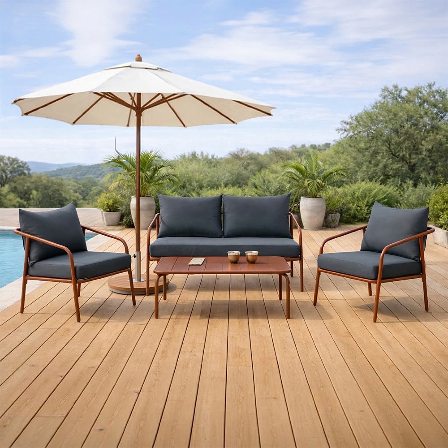 BERGAME Muebles de jardín de terracota para 4 plazas - 4