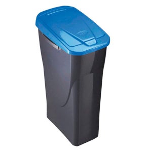 M-Home | Pattumiera per Tri Selettivi | Plastica | Grigio metallo | Coperchio Giallo | 21,5 x 36 x 51 cm / 25 L | ECOBIN 25 | PLS8086G-19
