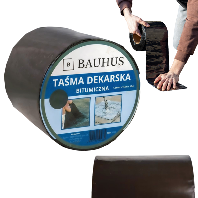 Taśma dekarska Bauhus bitumiczna grafit 15cm x 1,5 mm x 10 mb